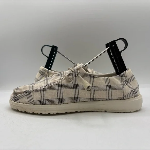 Hey Dude Wendy Plaid Beige Women’s Size 7 121410558 Casual Comfort Slip On Shoes - Picture 13 of 16